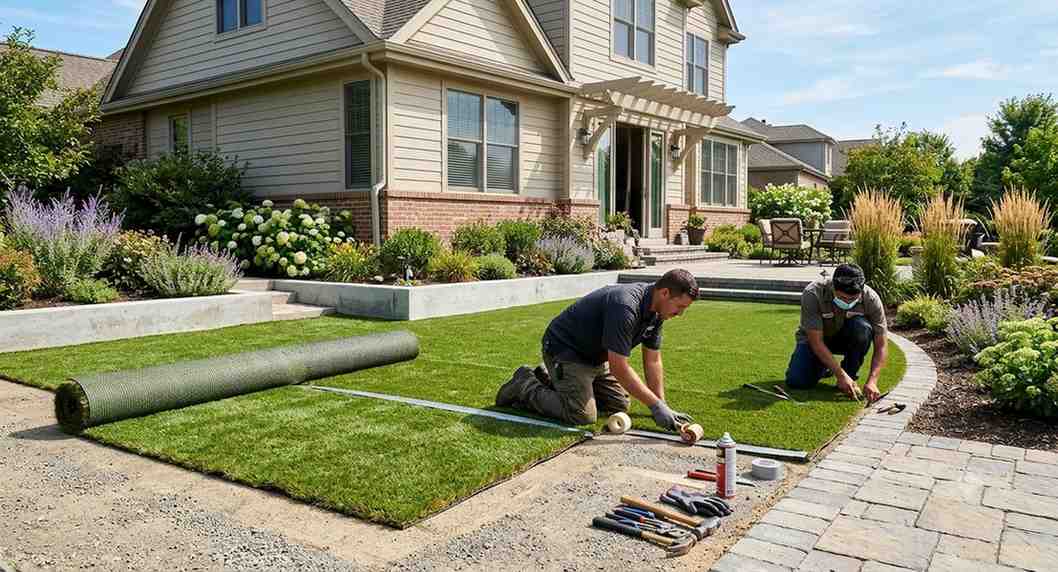 Artificial grass services in action - Birmingham installation