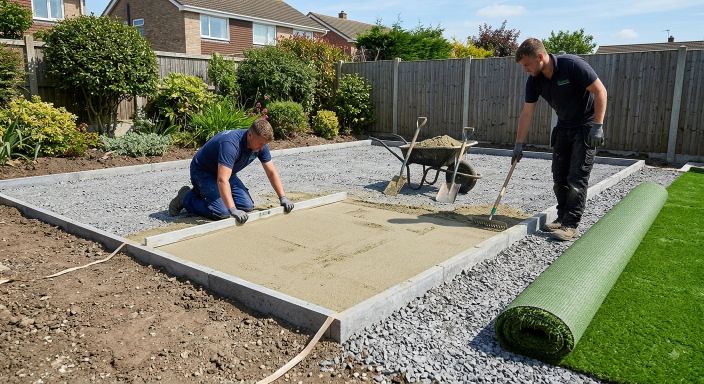Preparing the sub-base and edging for artificial grass in Birmingham