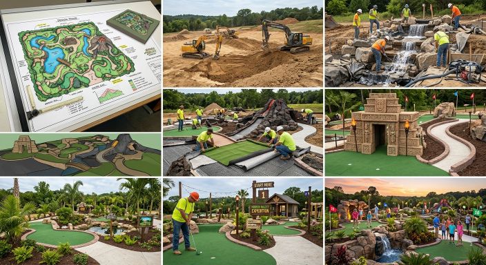 Indoor and outdoor adventure mini golf course design and build examples
