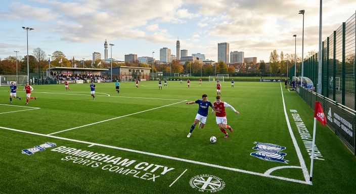 Action shot of artificial sports pitch in Birmingham