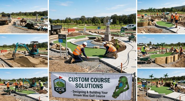 Custom mini golf course construction and installation process in Birmingham