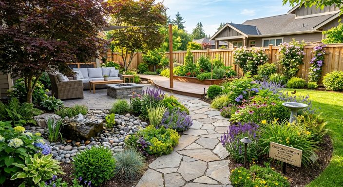 Full garden landscaping with artificial grass
