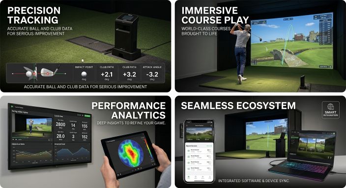 Precision tracking launch monitor showing ball and club data