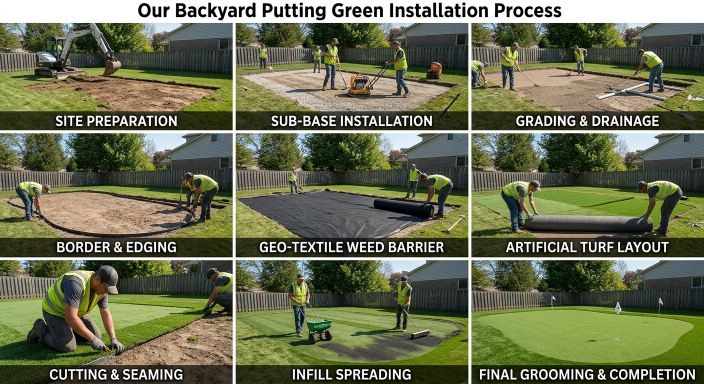 Backyard putting green installation process steps