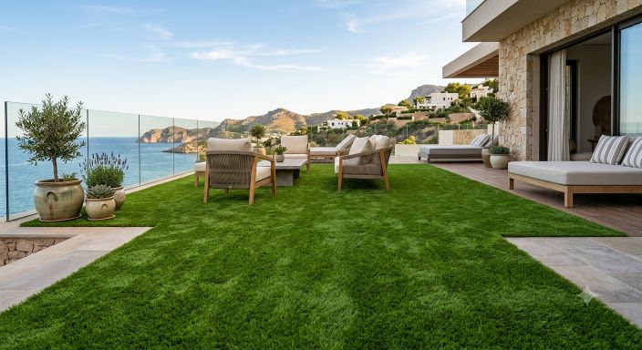 Modern artificial grass terrace installation Birmingham