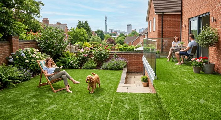 Premium artificial grass installed on a Birmingham balcony