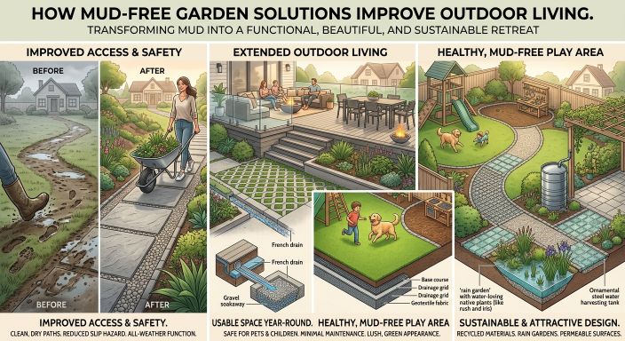 How mud-free garden solutions improve outdoor living – improved access, extended outdoor living and healthy play areas