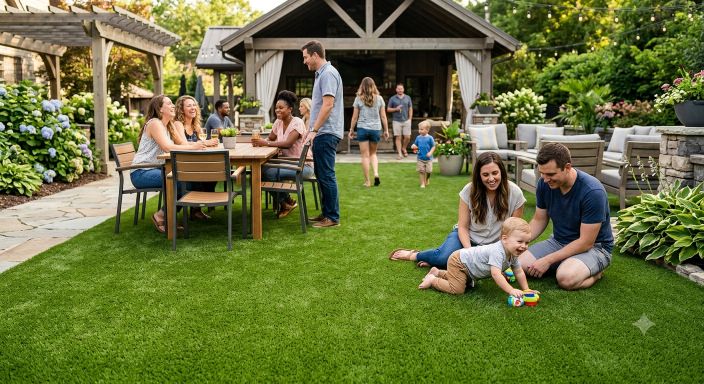 Hotel garden artificial grass for guests